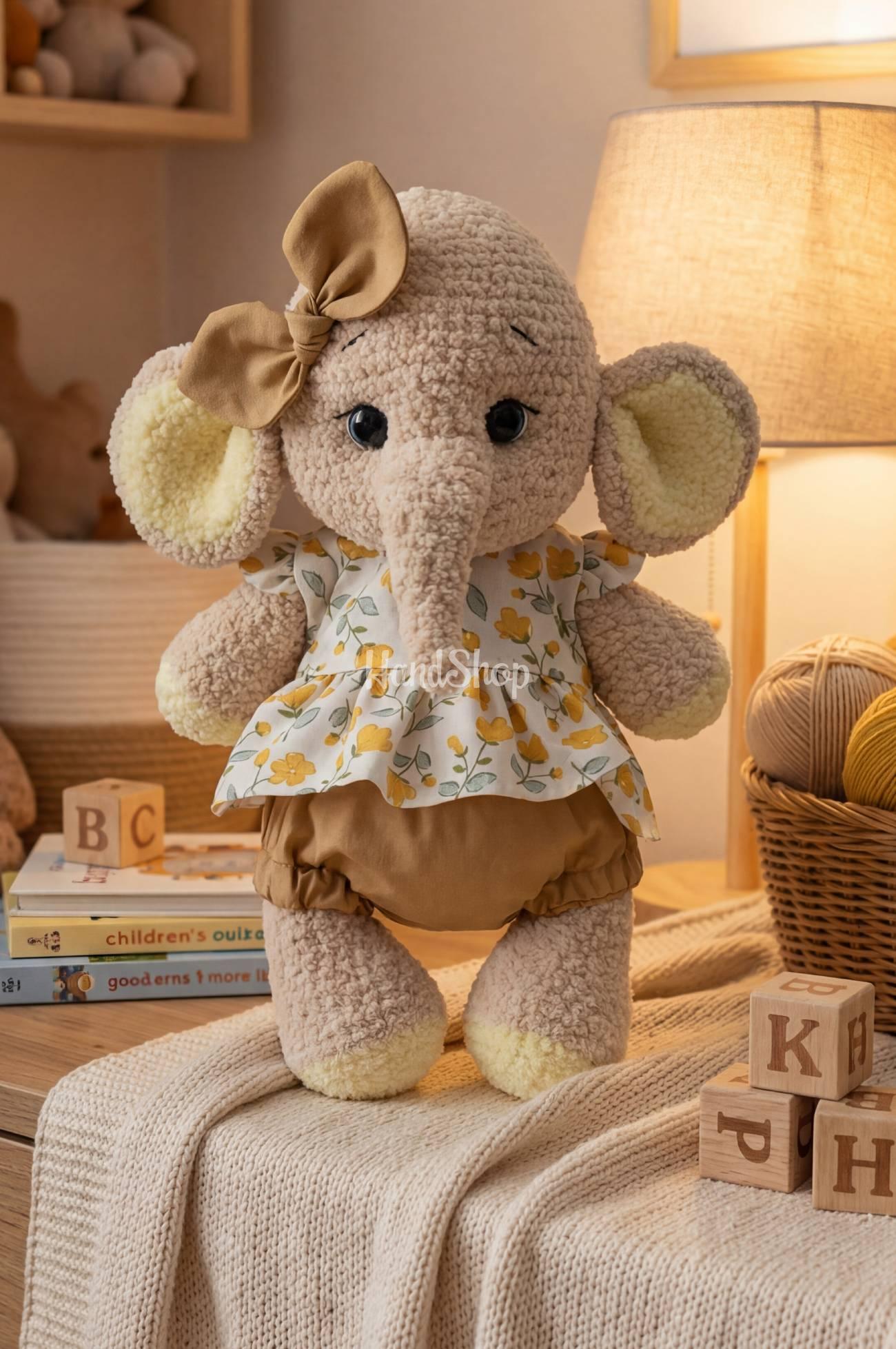 Дитяча м’яка іграшка великий слоник дівчинка з бантиком Дитяча м’яка іграшка великий слоник дівчинка з бантиком