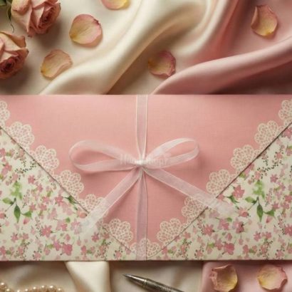 Весільний красивий конверт для грошей рожеві квіти