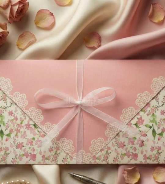 Весільний красивий конверт для грошей рожеві квіти