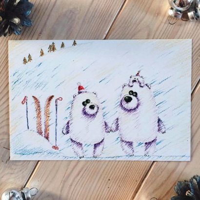 Открытка открытка белые мишки новый год 2023