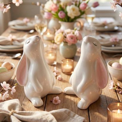 Декоративний білий порцеляновий зайчик сувенір