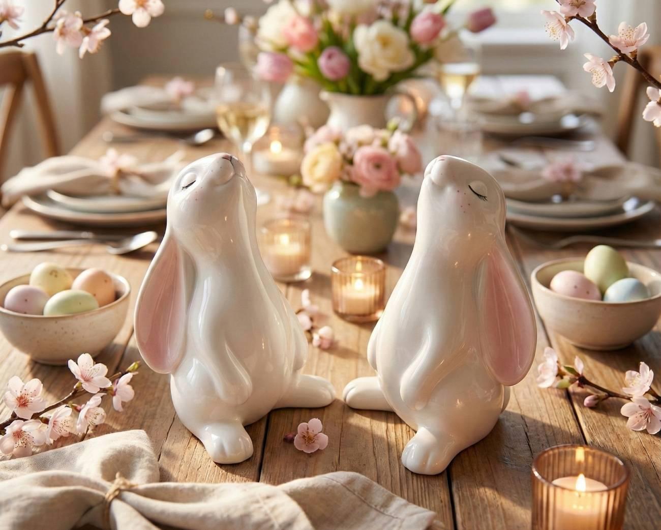 Декоративний білий порцеляновий зайчик сувенір Декоративний білий порцеляновий зайчик сувенір