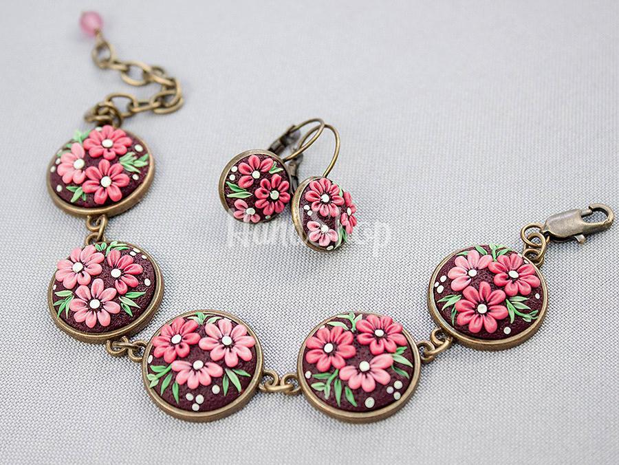 Комплект прикрас у техніці філігрань браслет та сережки Комплект прикрас у техніці філігрань браслет та сережки