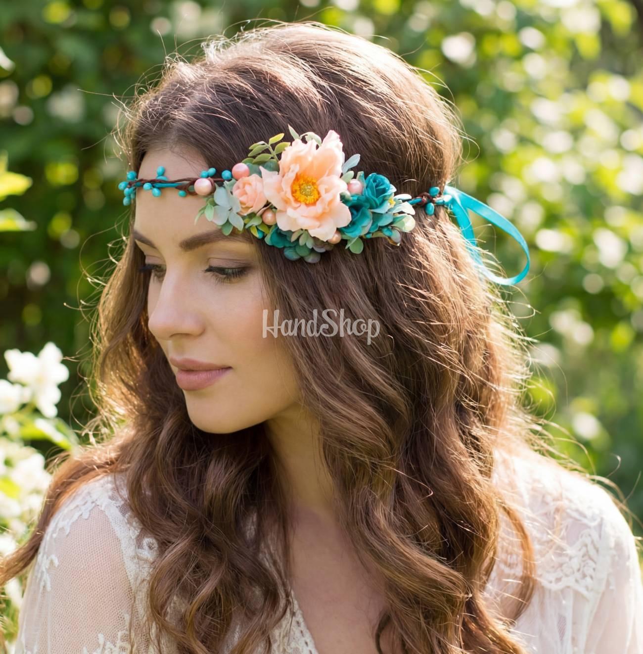 Вінок для волосся з великими декоративними квітами Вінок для волосся з великими декоративними квітами
