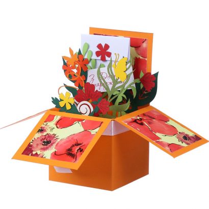 Женская открытка коробочка с цветами 3d день нарождення