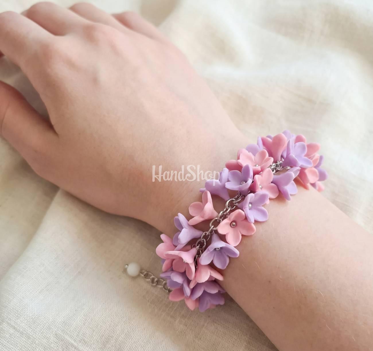 Жіночий браслет квіти бузок з регульованим розміром Жіночий браслет квіти бузок з регульованим розміром