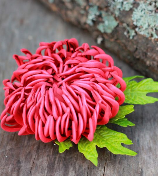 Зажим брошь цветок хризантема