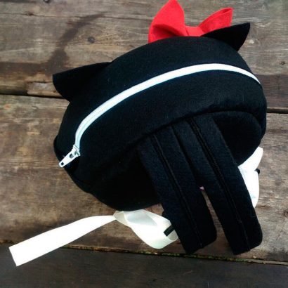 Детский рюкзак кошка красный бант фетр