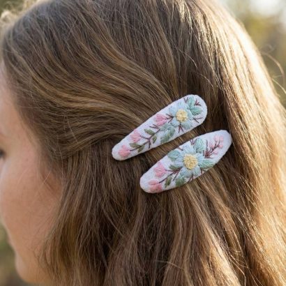 Дитячі заколки для волосся квіти пара ручна вишивка, 2 шт