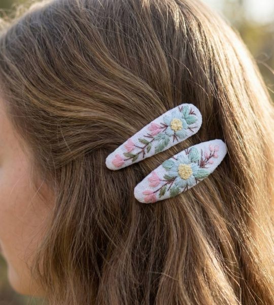 Дитячі заколки для волосся квіти пара ручна вишивка, 2 шт