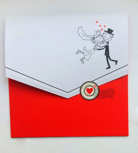 Свадебная открытка в виде почтового конверта с маркой