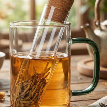 Скляний фільтр для заварювання чаю з корковою кришкою