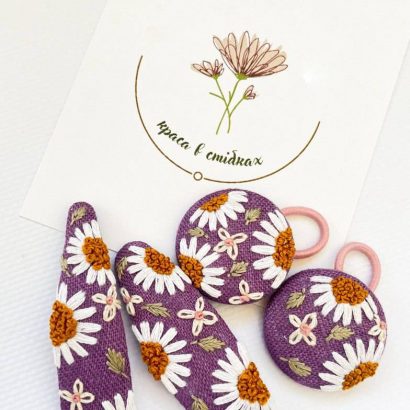 Заколки 2шт та резинки 2шт для волосся ромашки