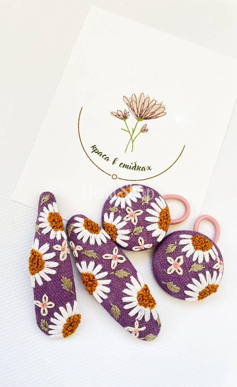 Заколки 2шт та резинки 2шт для волосся ромашки Заколки 2шт та резинки 2шт для волосся ромашки