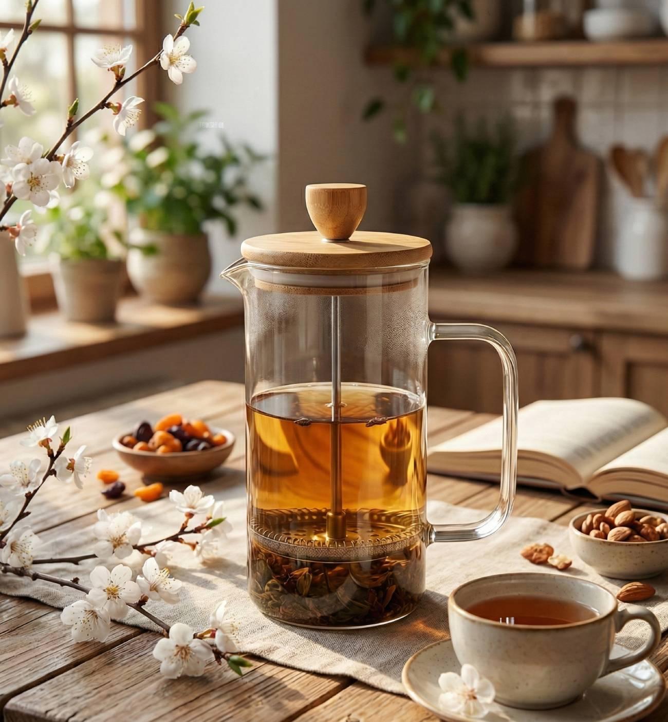 Френч-прес для заварювання чаю та кави, бамбук Френч-прес для заварювання чаю та кави, бамбук