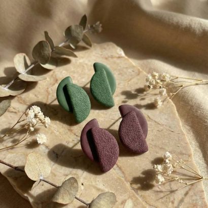 Геометричні сережки листочки з полімерної глини (на вибір!)