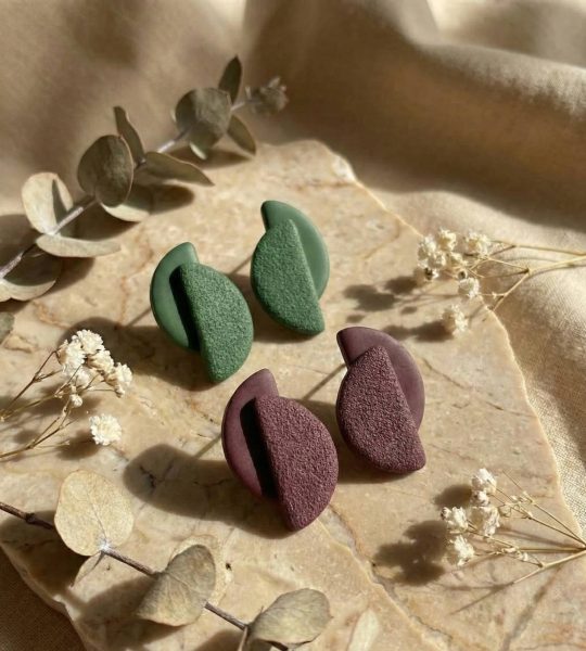 Геометричні сережки листочки з полімерної глини (на вибір!)