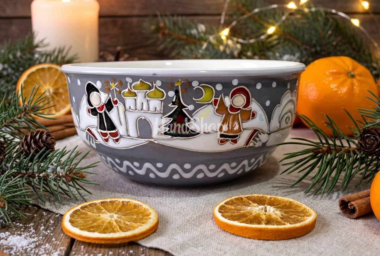 Набір Чашка+Миска Різдво 2026 ручний розпис, кераміка Набір Чашка+Миска Різдво 2026 ручний розпис, кераміка