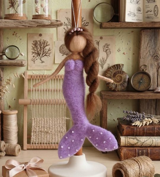 Кукла подвеска сказочная русальная фиолетовая
