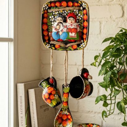 Авторська керамічна підвіска з петриківським розписом пара