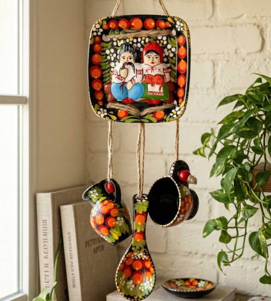 Авторська керамічна підвіска з петриківським розписом пара