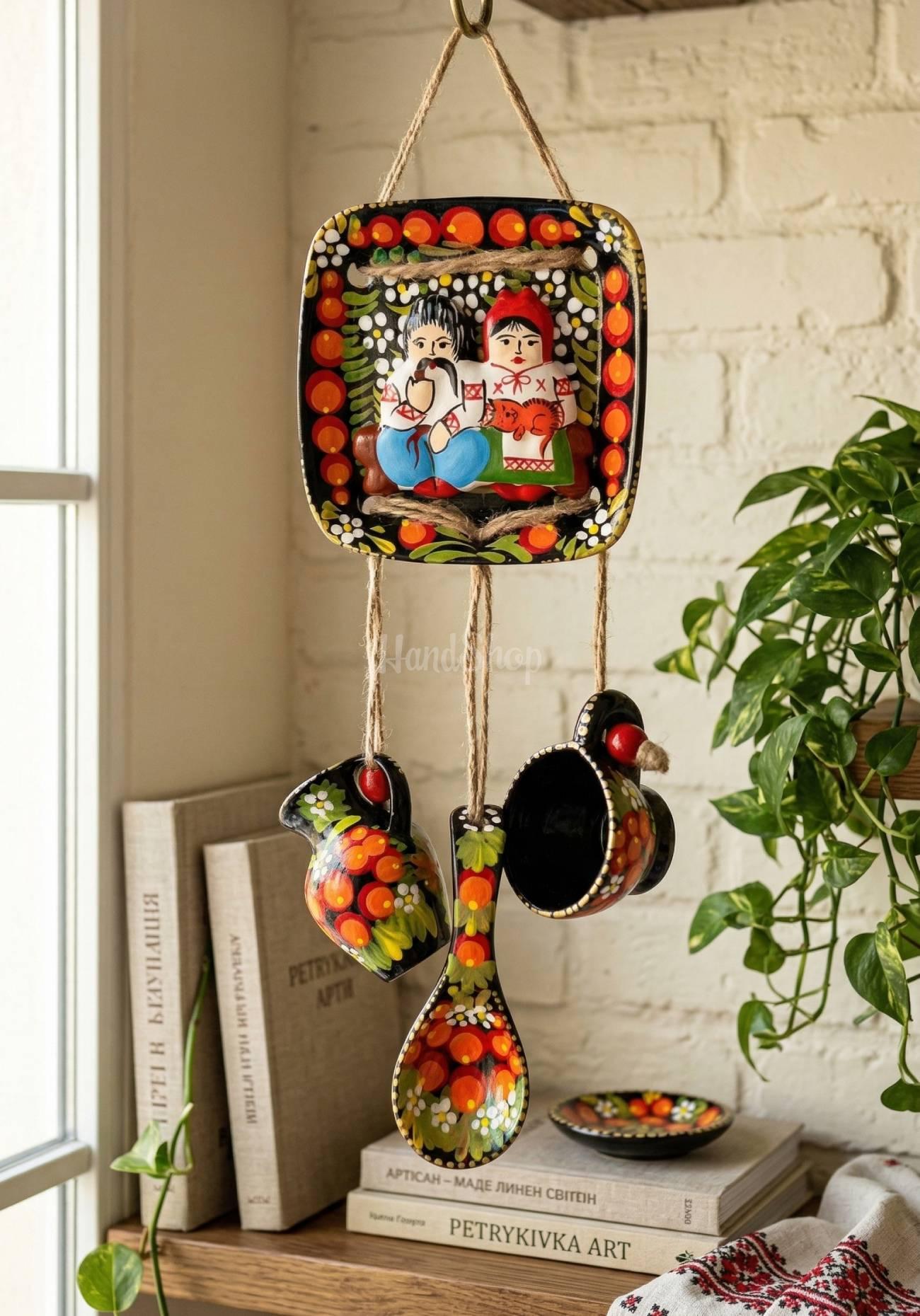 Авторська керамічна підвіска з петриківським розписом пара Авторська керамічна підвіска з петриківським розписом пара