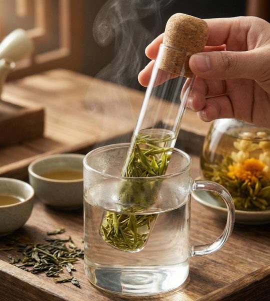 Скляний фільтр для заварювання чаю з корковою кришкою