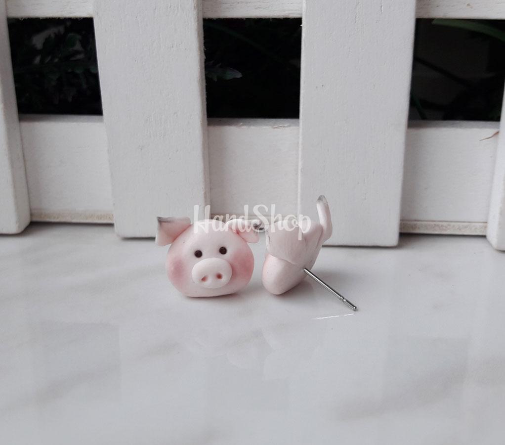 Сережки из глины Свинки