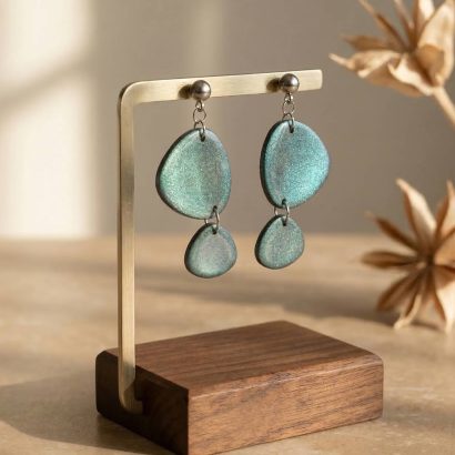 Круглі жіночі геометричні сережки з полімерної глини