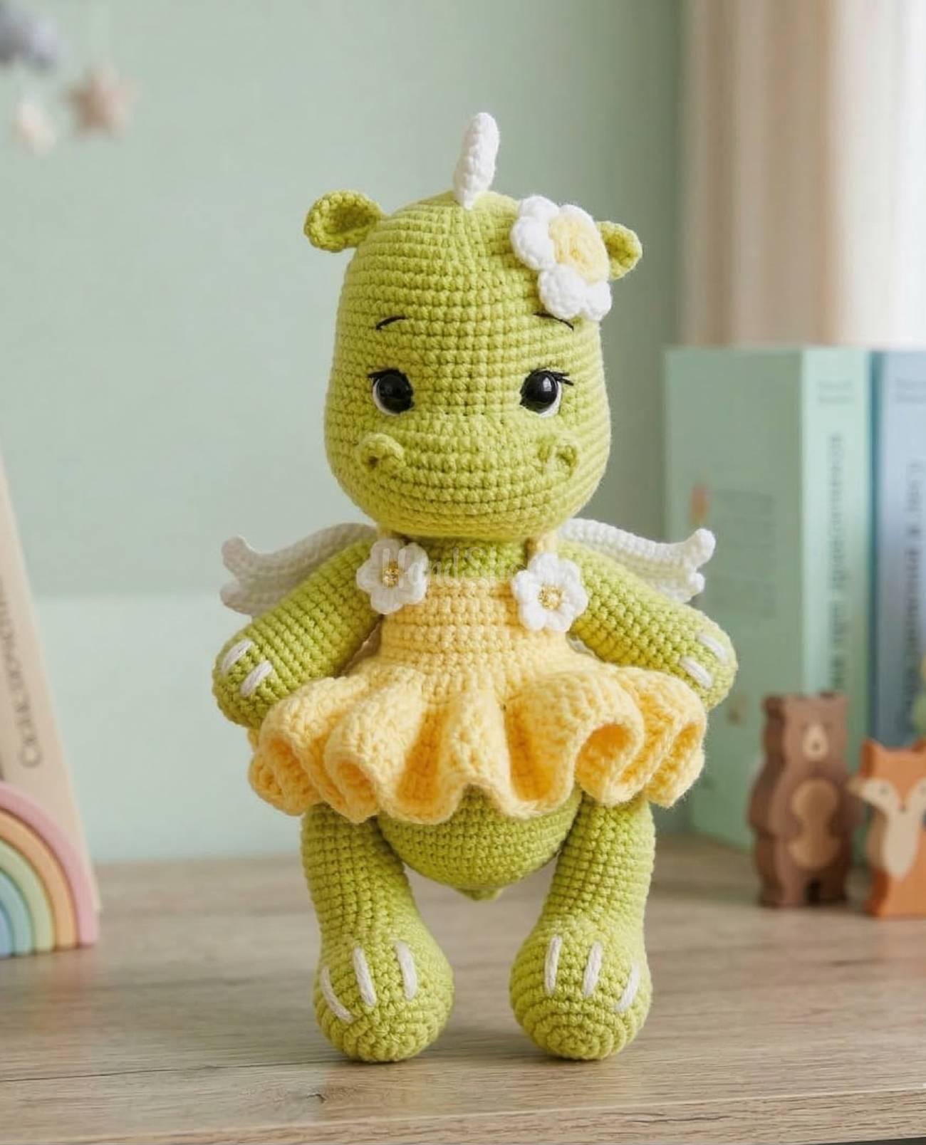 Іграшка дитячий в’язаний зелений дракончик сувенір Іграшка дитячий в’язаний зелений дракончик сувенір