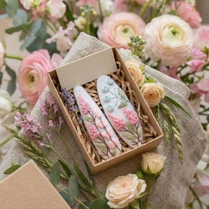 Пара дитячих заколочок для волосся квіти ручна вишивка, 2 шт