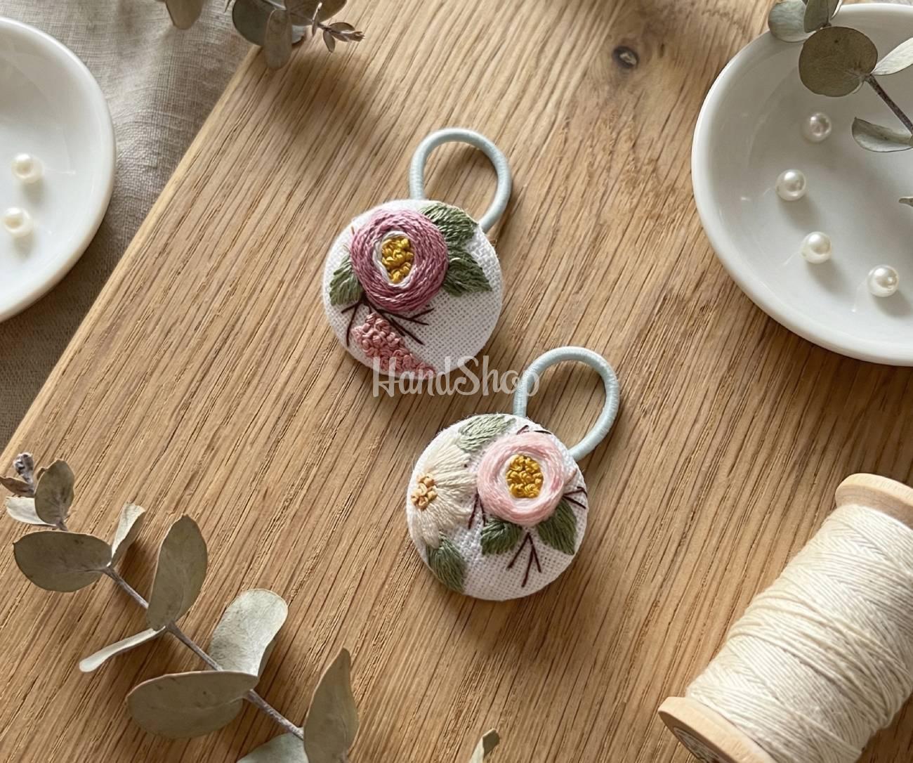 Дитячі резинки для волосся квіточки, ручна вишивка 2 шт Дитячі резинки для волосся квіточки, ручна вишивка 2 шт