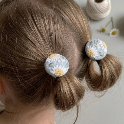 Дитячі резинки для волосся польові квіти ромашки, 2 шт