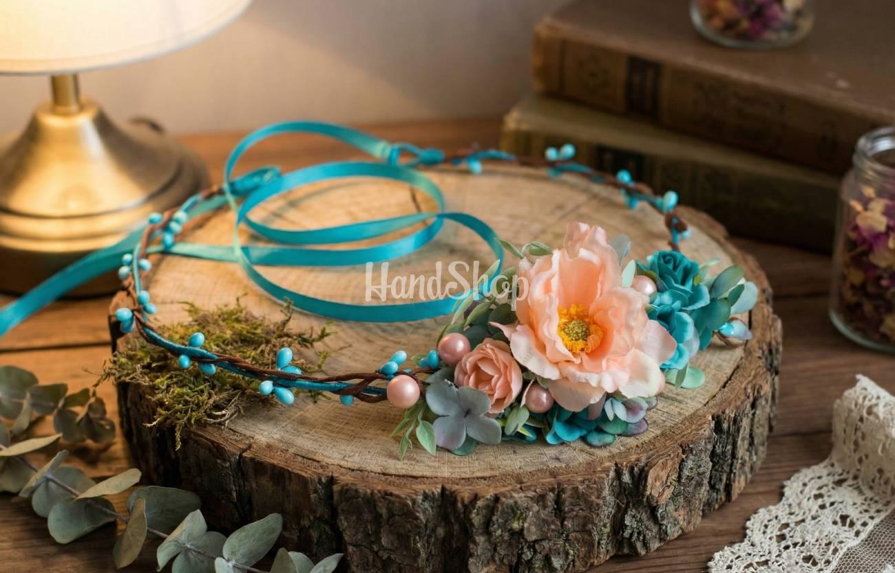 Вінок для волосся з великими декоративними квітами Вінок для волосся з великими декоративними квітами