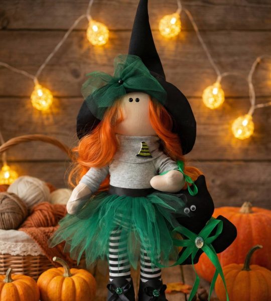 Інтер'єрна лялька тільда руда відьма Halloween 2026