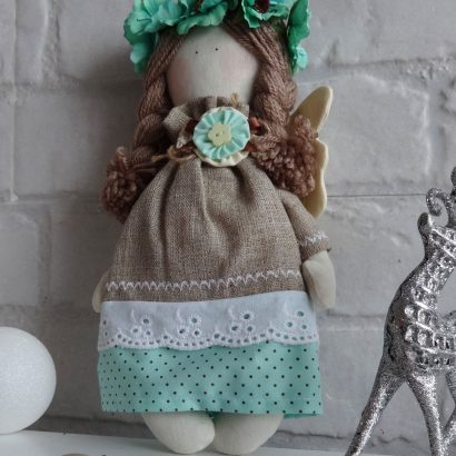 Авторская интерьерная кукла из мешковины ангел