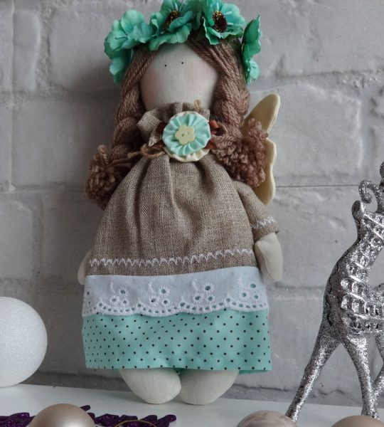 Авторская интерьерная кукла из мешковины ангел