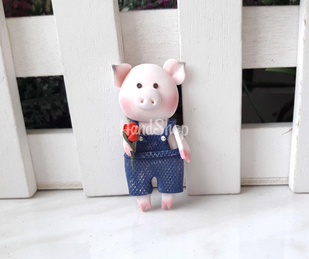 Свинья магнит валентин джентльмен глина Свинья магнит валентин джентльмен глина