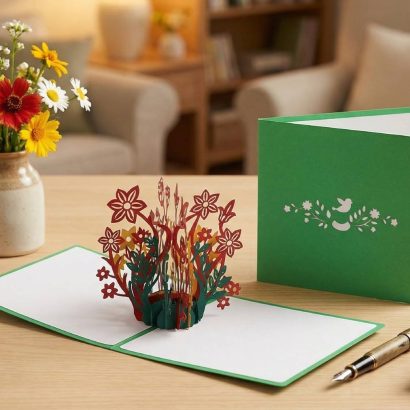 Жіноча об’ємна авторська 3d листівка з квітами букет