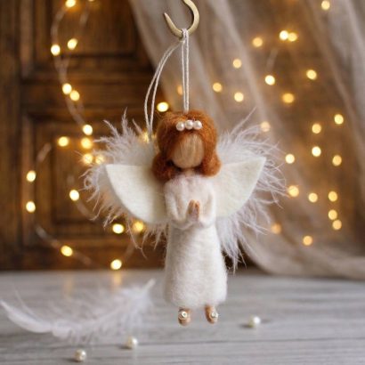 Янгол лялька рижий на ниточці підвіска сувенір