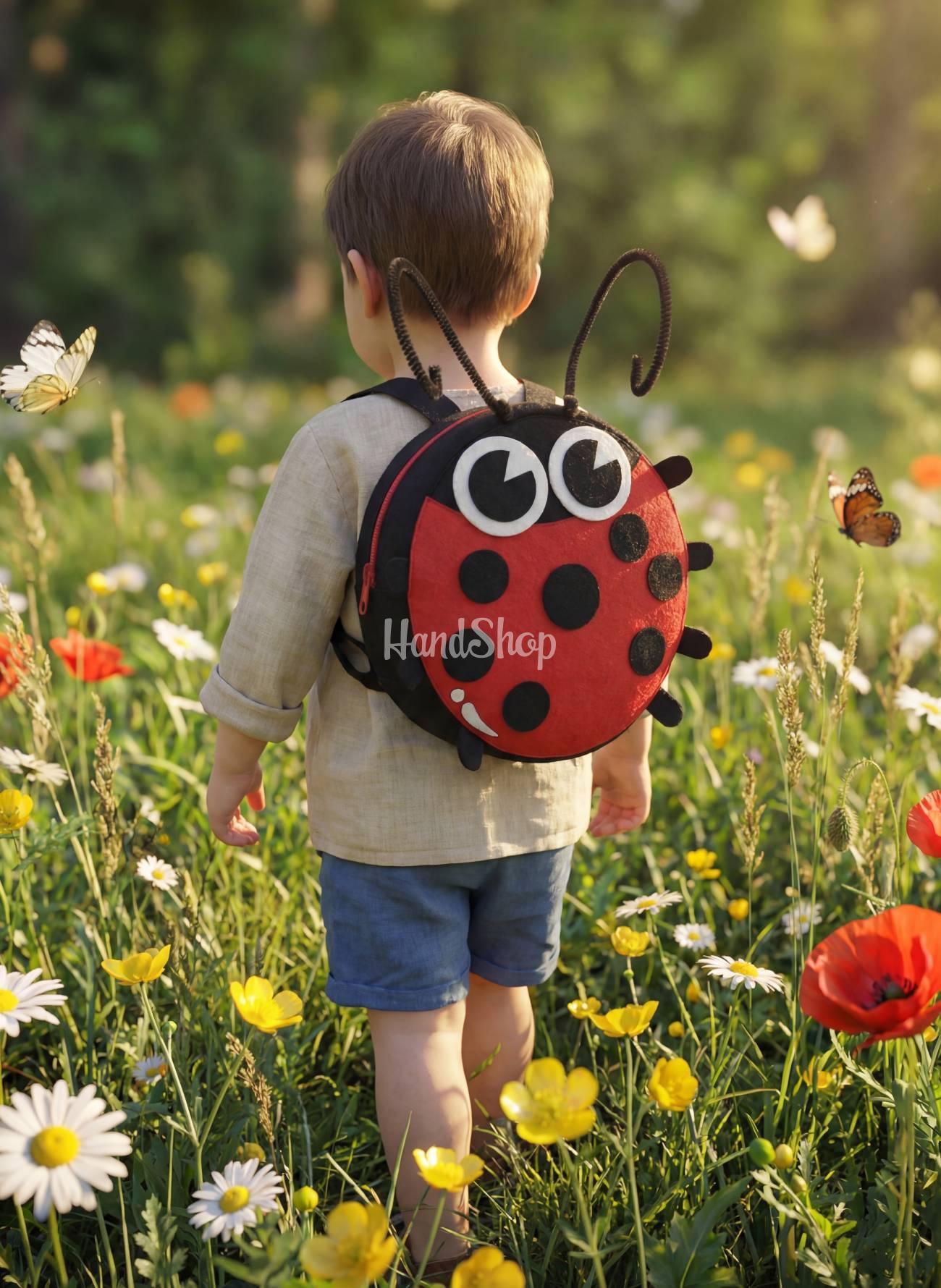 Дитячий рюкзак із фетру жучок сонечко для малюків Дитячий рюкзак із фетру жучок сонечко для малюків