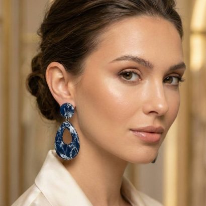 Жіночі сережки з полімерної глини сині овальні