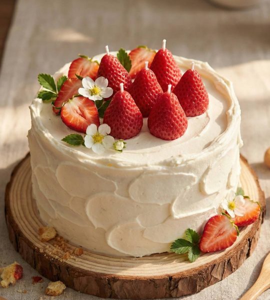 Набір свічок ягідки полуниць бджолиний віск, 3 шт!