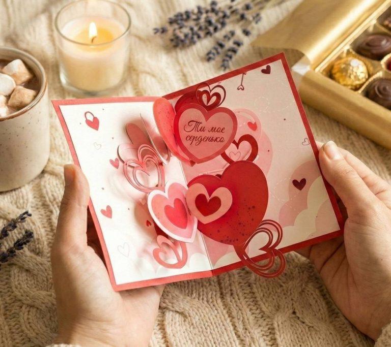 Валентинка объемная открытка 3d движущиеся сердца love — фото 4