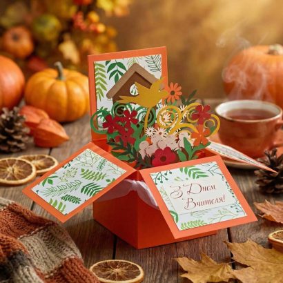 3d листівка коробочка з днем вчителя об'ємні квіти