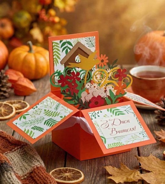 3d листівка коробочка з днем вчителя об'ємні квіти