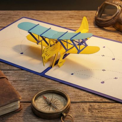 Об'ємна чоловіча листівка ручної роботи 3d літак Ukraine