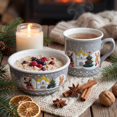 Набір Чашка+Миска Різдво 2026 ручний розпис, кераміка