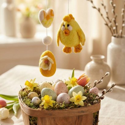 Великодні сувеніри підвіски курча + яєчко з сердечком