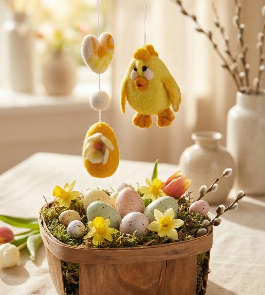Великодні сувеніри підвіски курча + яєчко з сердечком